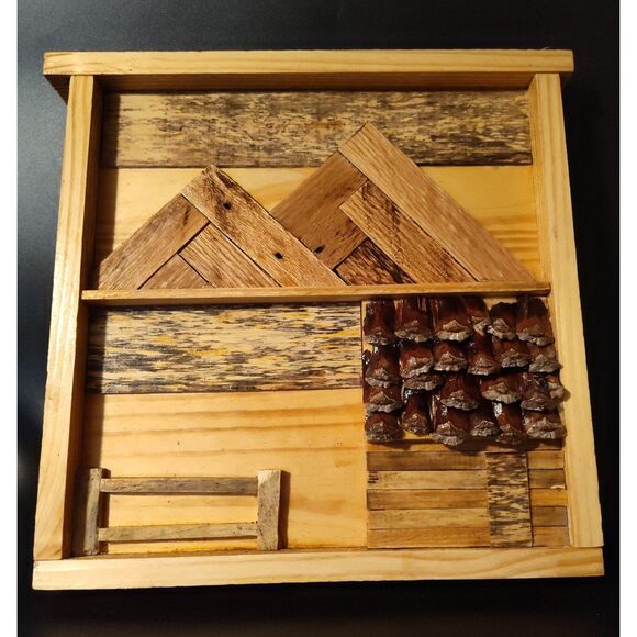 Handcrafted Reclaimed Hardwoods Rustic Cabin Mountain Wall Art/Shelf Leaner - Picture 1 of 11